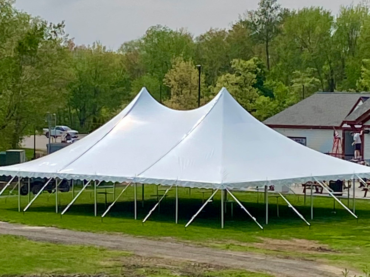 White tent with shadow